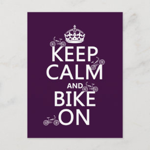 Keep Calm and Bike On (customizable colour) Postcard