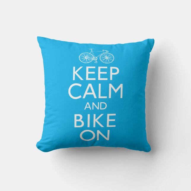 Keep Calm and Bike On Throw Pillow (Front)
