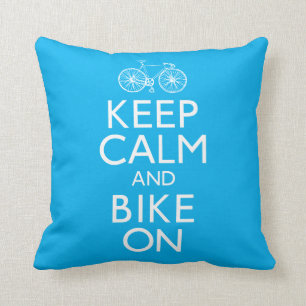 Keep Calm and Bike On Throw Pillow