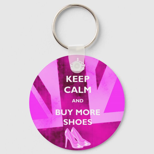 Keep Calm and Buy More Shoes Keyring (Front)