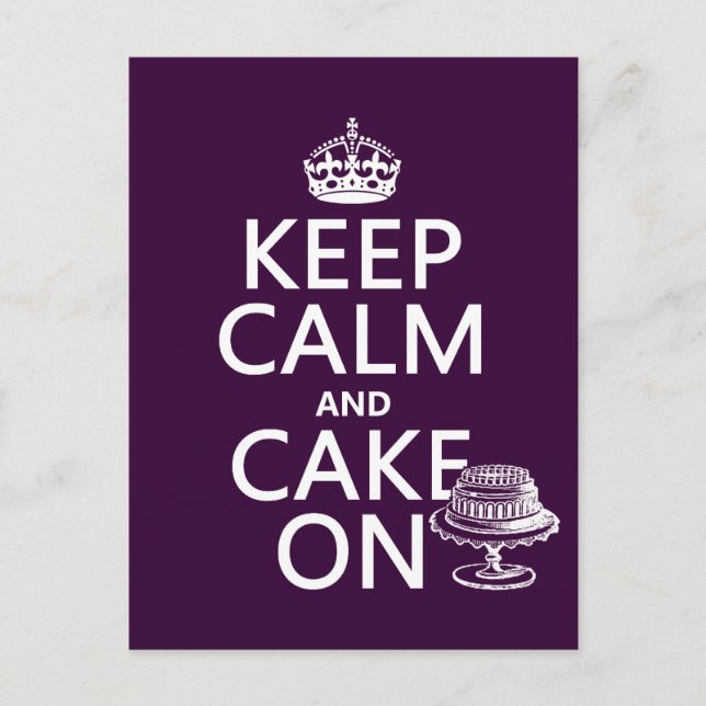 Keep Calm and Cake On Postcard (Front)