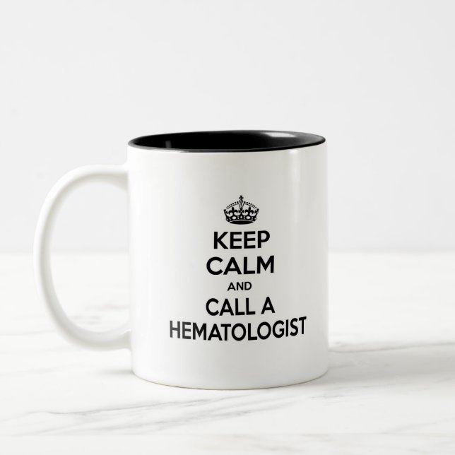 Keep Calm and Call a Hematologist Two-Tone Coffee Mug (Left)
