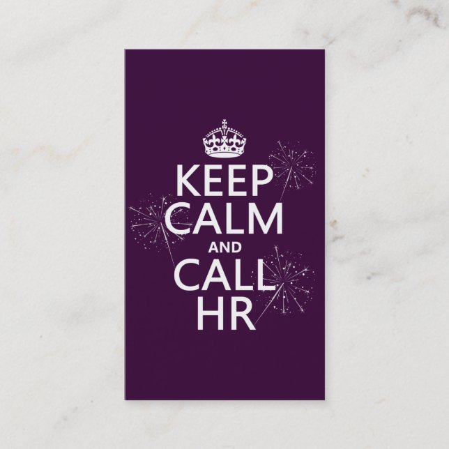Keep Calm and Call HR (any colour) Business Card (Front)
