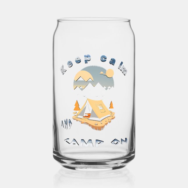 Keep calm and camp on adventure camp can glass (Front)