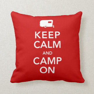 Keep Calm and Camp On - My Camper My Castle Throw Pillow
