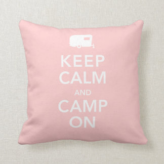 Keep Calm and Camp On - RV Queen of the Road Throw Pillow