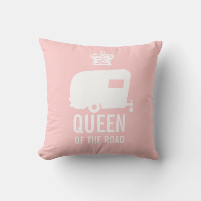 Keep Calm and Camp On - RV Queen of the Road Throw Pillow (Front)