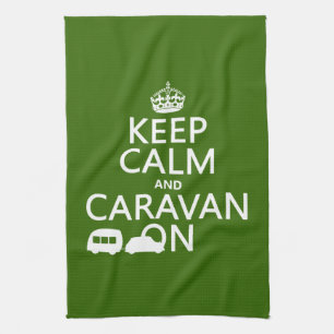 Keep Calm and Caravan On (customizable colours) Kitchen Towel