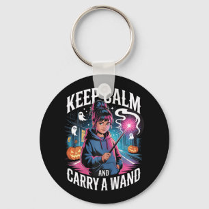 Keep Calm And Carry A Wand Teen Girl Halloween Wit Keychain
