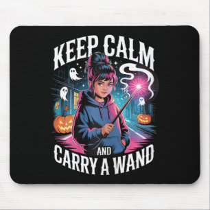 Keep Calm And Carry A Wand Teen Girl Halloween Wit Mouse Pad