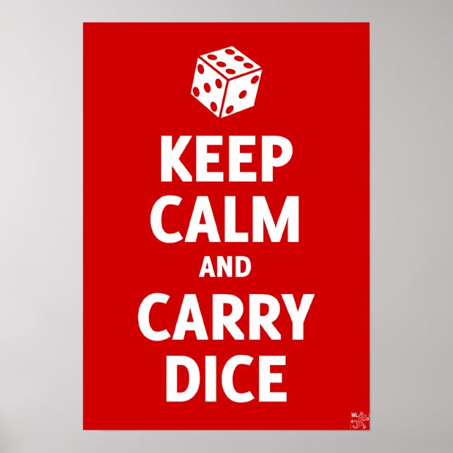 Keep Calm And Carry Dice Poster (d6, red) (Front)