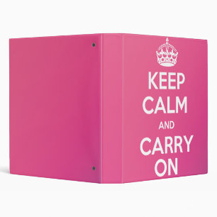 Keep Calm and Carry On Binder (pink)