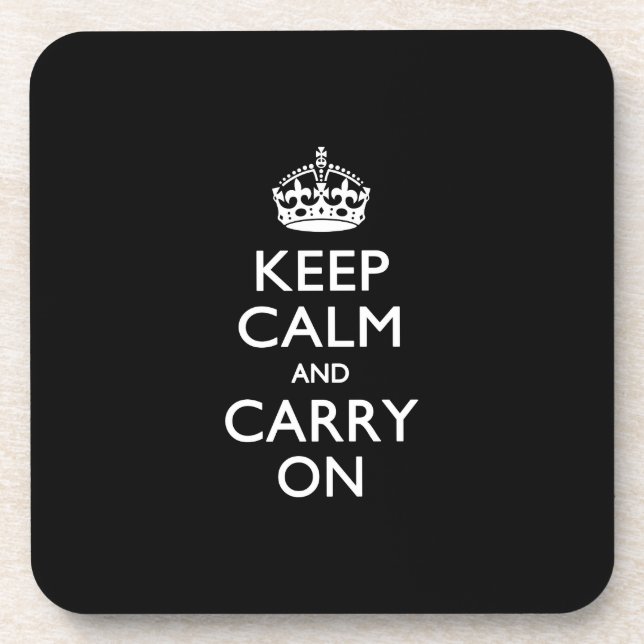 Keep Calm And Carry On Black Coaster (Front)
