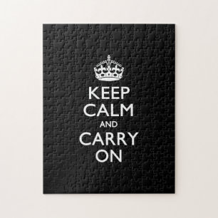 KEEP CALM AND CARRY ON Black Decor Jigsaw Puzzle