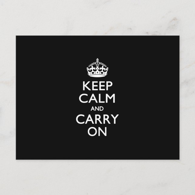 KEEP CALM AND CARRY ON Black Decor Postcard (Front)