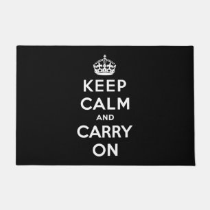 Keep Calm and Carry On (Black Design) Doormat