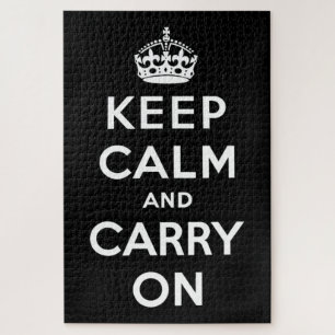 Keep Calm and Carry On (Black Design) Jigsaw Puzzle