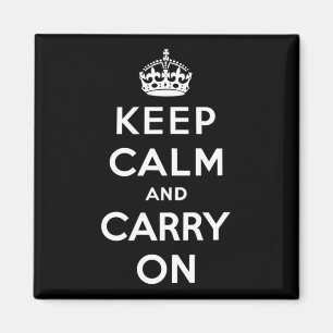 Keep Calm and Carry On (Black Design) Magnet