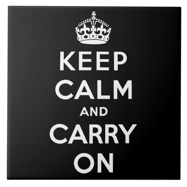 Keep Calm and Carry On (Black Design) Tile (Front)