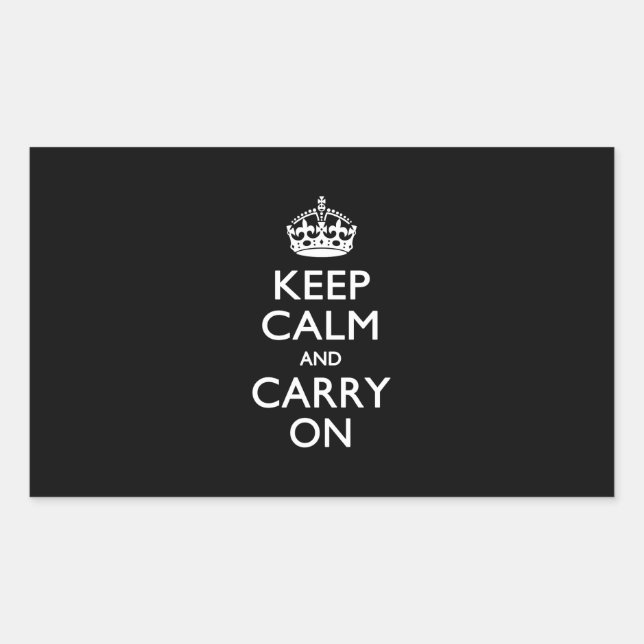 Keep Calm And Carry On Black Sticker (Front)