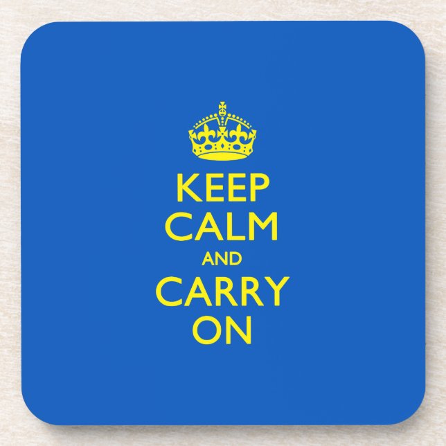 KEEP CALM AND CARRY ON Blue Coaster (Front)