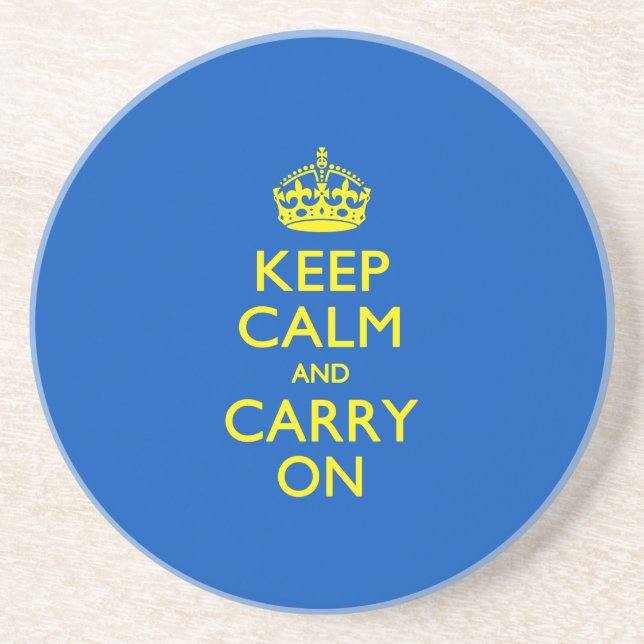 KEEP CALM AND CARRY ON Blue Coaster (Front)