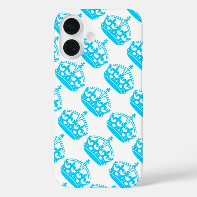 Keep Calm and Carry On Blue Crown on White Case-Mate iPhone Case (Back)