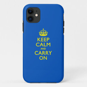KEEP CALM AND CARRY ON Blue Decor iPhone 11 Case