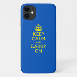KEEP CALM AND CARRY ON Blue Decor iPhone 11 Case