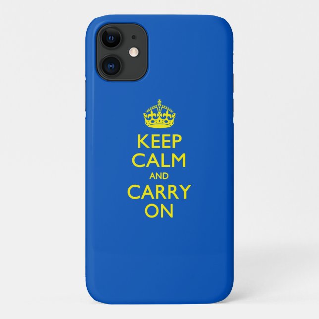 KEEP CALM AND CARRY ON Blue Decor Case-Mate iPhone Case (Back)