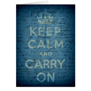 Keep Calm and Carry On Blue Grunge Digital Art