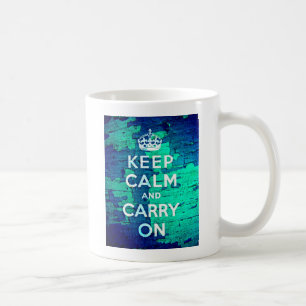 Keep Calm and Carry On Blue Peeled Paint Coffee Mug
