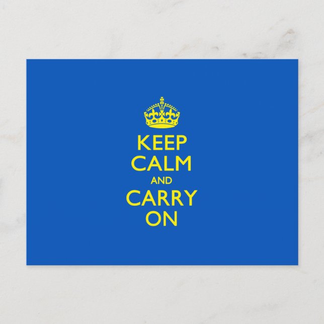 KEEP CALM AND CARRY ON Blue Postcard (Front)