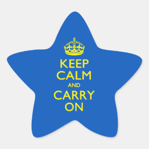 KEEP CALM AND CARRY ON Blue Star Sticker
