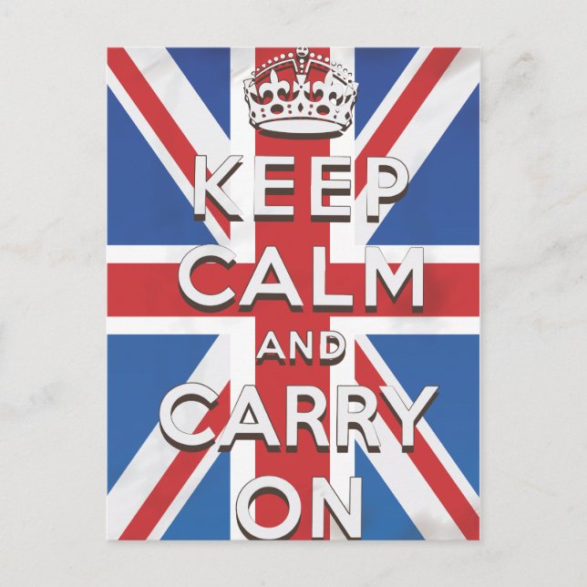 Keep Calm and Carry On British Flag Postcard (Front)