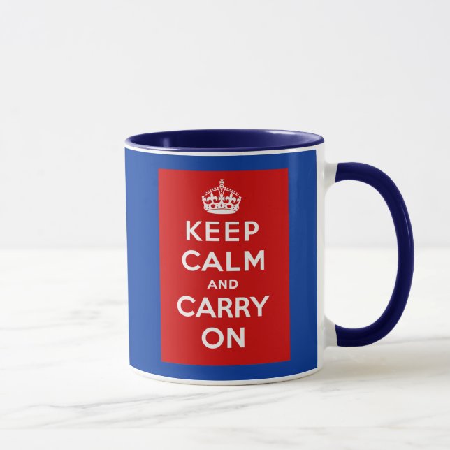 Keep Calm and Carry On British Poster on T shirts Mug (Right)