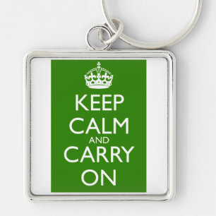 Keep Calm and Carry On British Racing Green Keychain