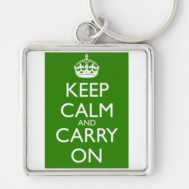 Keep Calm and Carry On British Racing Green Keychain (Front)