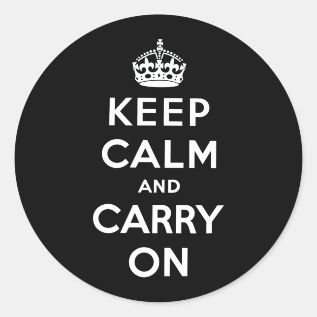 Keep Calm And Carry On Classic Round Sticker (Front)