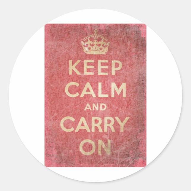 Keep Calm And Carry On Classic Round Sticker (Front)