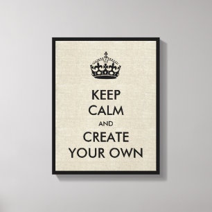 Keep Calm and Carry On Create Your Own   Black Canvas Print