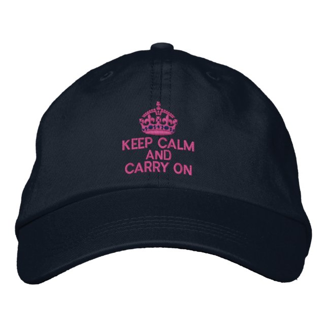 Keep Calm And Carry On Fashion Embroidered Hat (Front)