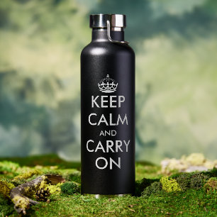 Keep calm and carry on funny large hiking water bottle