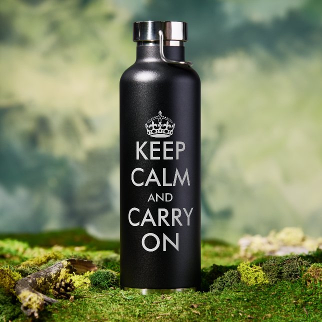 Keep calm and carry on funny large hiking water bottle (Outdoor)