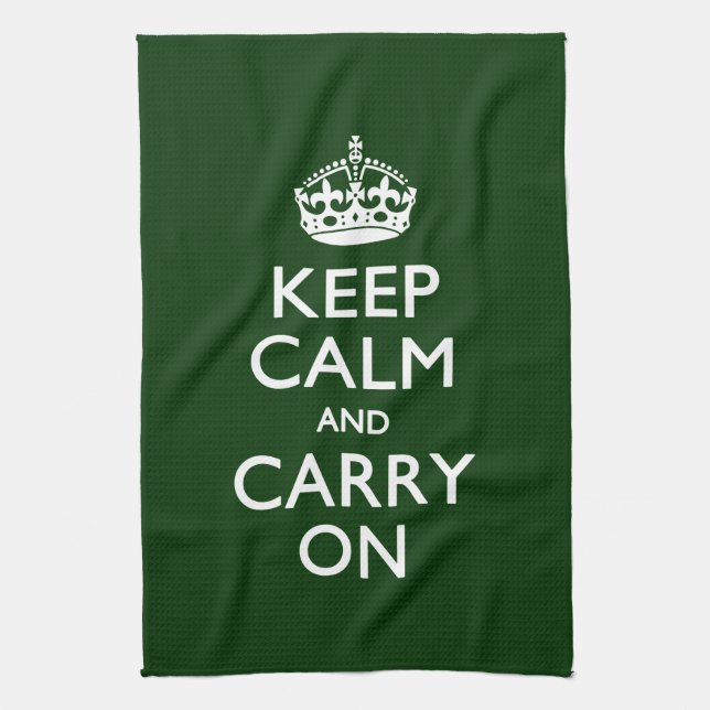 KEEP CALM AND CARRY ON Green Kitchen Towel (Vertical)