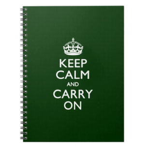 KEEP CALM AND CARRY ON Green Notebook