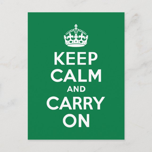 Keep Calm and Carry On Green Postcard (Front)
