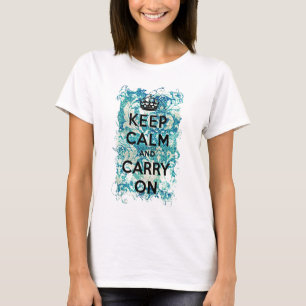 Keep Calm and Carry On Grunge Wallpaper Damask T-Shirt