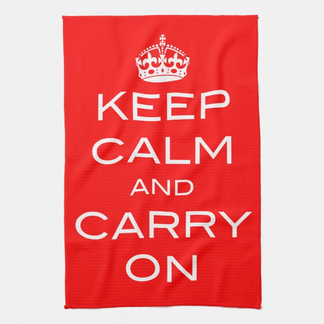 Keep Calm and Carry On - Kitchen Tea Dish Towel (Vertical)