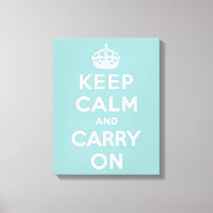Keep Calm and Carry On Light Blue Canvas Print